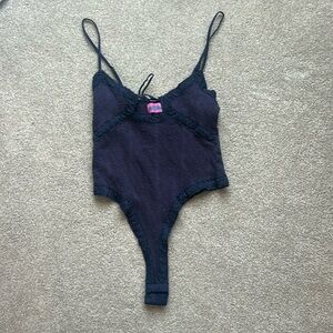 Edikted Navy Lace Trim Bodysuit